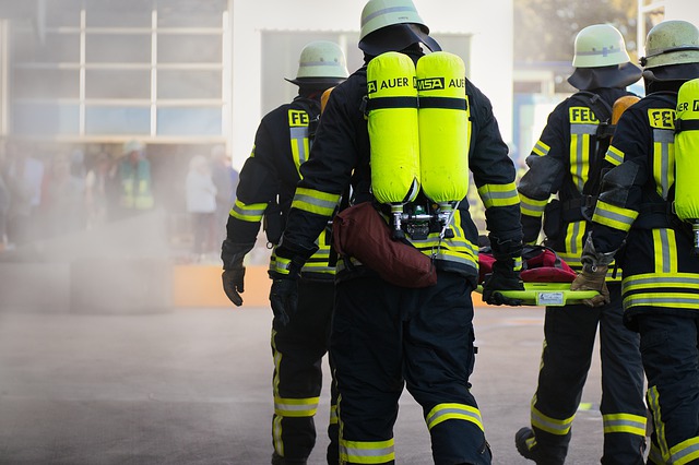 Firefighters fire fighting