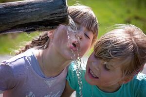 Girls drinking water