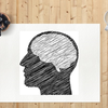 A sketch of a brain in a human head